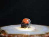 Vtg Navajo Split Shank Ring w/2Tone PetrifiedWood  c.1945～