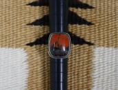 Vtg Navajo Split Shank Ring w/2Tone PetrifiedWood  c.1945～