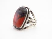 Vtg Navajo Split Shank Ring w/2Tone PetrifiedWood  c.1945～