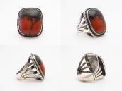 Vtg Navajo Split Shank Ring w/2Tone PetrifiedWood  c.1945～