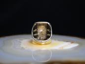 Vtg Navajo Split Shank Ring w/2Tone PetrifiedWood  c.1945～