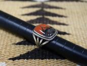 Vtg Navajo Split Shank Ring w/2Tone PetrifiedWood  c.1945～