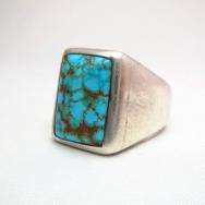 Vintage Square  Brown Web #8 TQ Heavy Silver Ring c.1950