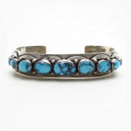 Vintage Navajo Gem Quality No.8 Turquoise Row Cuff  c.1950～
