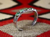 Atq Navajo Turquoise Row T-bird Stamped Silver Cuff  c.1930