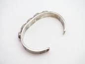 Atq Navajo Turquoise Row T-bird Stamped Silver Cuff  c.1930