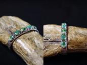 Atq Navajo Turquoise Row T-bird Stamped Silver Cuff  c.1930