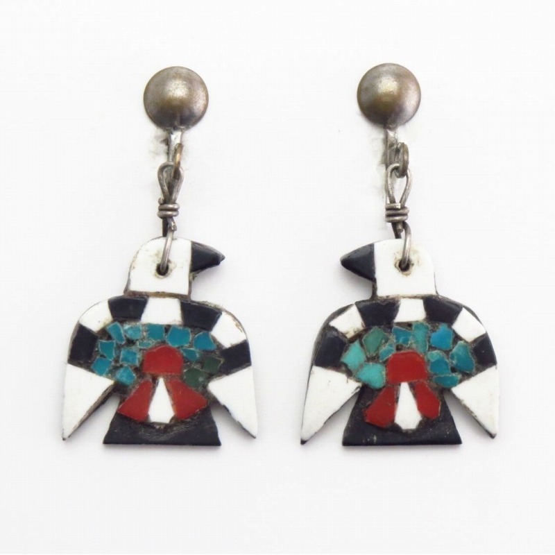 Antique Santo Domingo Thunderbird Screw-back Earring  c.1940