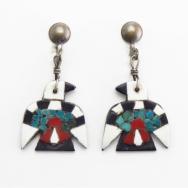 Antique Santo Domingo Thunderbird Screw-back Earring  c.1940