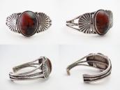 Atq Navajo Orange/Black PetrifiedWood Small Cuff  c.1945～