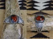 Atq Navajo Orange/Black PetrifiedWood Small Cuff  c.1945～