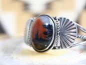 Atq Navajo Orange/Black PetrifiedWood Small Cuff  c.1945～