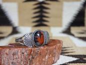 Atq Navajo Orange/Black PetrifiedWood Small Cuff  c.1945～