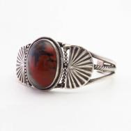 Atq Navajo Orange/Black PetrifiedWood Small Cuff  c.1945～