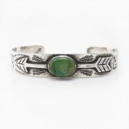 Atq Navajo Stamped Arrow Applique Cuff w/Turquoise c.1930～