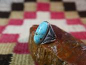 Atq Navajo Arrows Stamped Ring w/High Dome Turquoise c.1930～