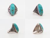 Atq Navajo Arrows Stamped Ring w/High Dome Turquoise c.1930～