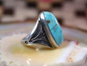 Atq Navajo Arrows Stamped Ring w/High Dome Turquoise c.1930～