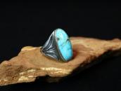 Atq Navajo Arrows Stamped Ring w/High Dome Turquoise c.1930～