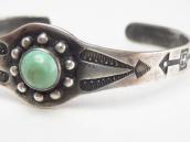 Antique Small Concho Cuff Bracelet w/Green Turquiose c.1935～