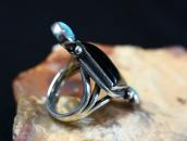 Vtg Navajo Rhombus Shape Jet & Turquoise Silver Ring c.1940～