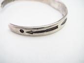 Atq Navajo Stamped IngotSilver Narrow Small Cuff w/TQ c.1930