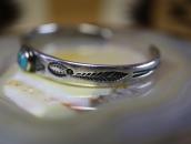 Atq Navajo Stamped IngotSilver Narrow Small Cuff w/TQ c.1930