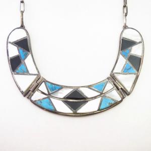 Vintage Zuni Multi-Stone Inlay Breastplate Necklace  c.1970
