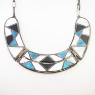 Vintage Zuni Multi-Stone Inlay Breastplate Necklace  c.1970
