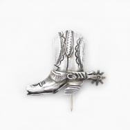 Atq Navajo Stamped Silver Western Boot with Spur Pin c.1930～
