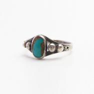Atq Navajo Arrows Stamped Tourist Ring w/Turquoise c.1930～