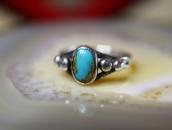 Atq Navajo Arrows Stamped Tourist Ring w/Turquoise c.1930～