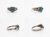 Atq Navajo Arrows Stamped Tourist Ring w/Turquoise c.1930～