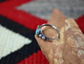 Atq Navajo Arrows Stamped Tourist Ring w/Turquoise c.1930～