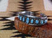 Vtg Navajo High Grade #8 Turquoise Row Cuff Bracelet  c.1950