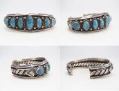 Vtg Navajo High Grade #8 Turquoise Row Cuff Bracelet  c.1950