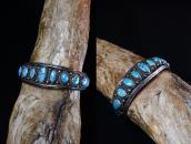 Vtg Navajo High Grade #8 Turquoise Row Cuff Bracelet  c.1950
