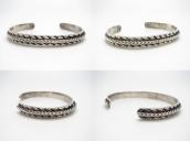 Atq Navajo Stamped Flat & Twisted Silver Wires Cuff  c.1930～