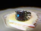 Vtg Navajo Split Shank Ring w/Replaced Sq. Bisbee TQ c.1940～