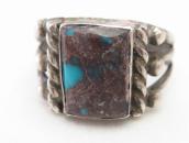 Vtg Navajo Split Shank Ring w/Replaced Sq. Bisbee TQ c.1940～
