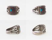 Vtg Navajo Split Shank Ring w/Replaced Sq. Bisbee TQ c.1940～