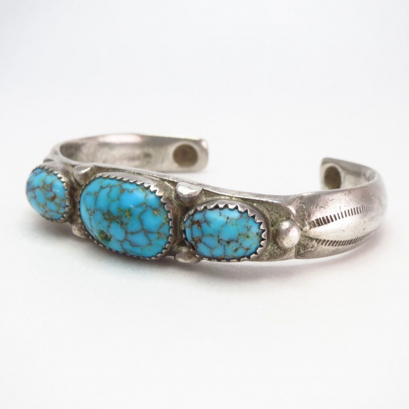 Antique Navajo Heavy Ingot Silver Worn Cuff  w/TQ  c.1930～