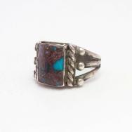 Vtg Navajo Split Shank Ring w/Replaced Sq. Bisbee TQ c.1940～