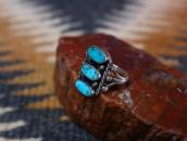 Vintage Navajo Blue Gem Turquoise Row Silver Ring  c.1950～