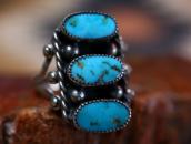Vintage Navajo Blue Gem Turquoise Row Silver Ring  c.1950～