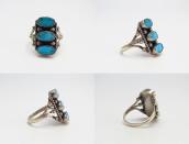 Vintage Navajo Blue Gem Turquoise Row Silver Ring  c.1950～