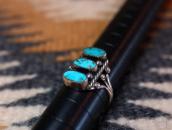 Vintage Navajo Blue Gem Turquoise Row Silver Ring  c.1950～