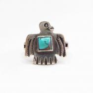 Antique Thunderbird Shape Tourist Ring w/Square TQ  c.1930