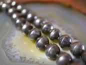 Vtg "Navajo Pearl" Silver Beaded Gradient Necklace  c.1950～