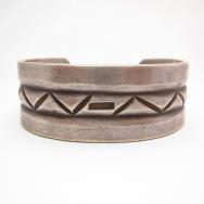 Vintage Stamp & Filed Ingot Silver Cuff Bracelet  c.1940